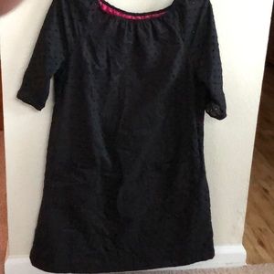 Isaac mizrahi black eyelit dress w/ pockets. Sz 14